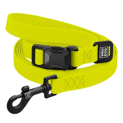 Повідець для собак регульований водостійкий, M, лимонний WAUDOG Magnet Adjustable Leash