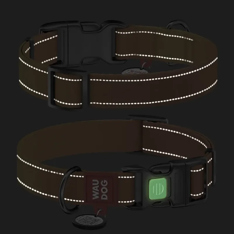 Нашийник для собак нейлоновий, світловідбивний, M, помаранчевий WAUDOG Nylon Mono Collar