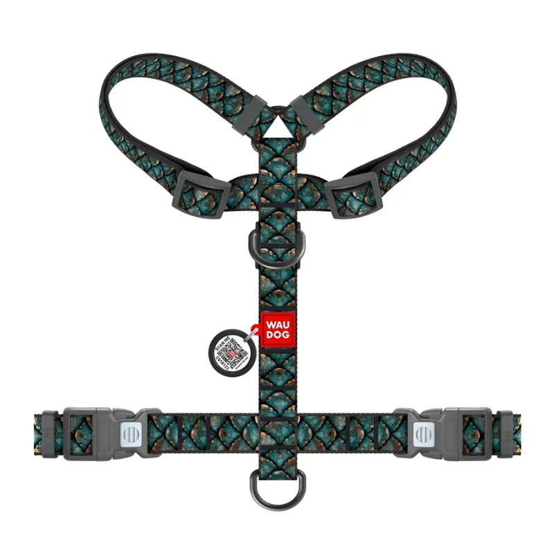 Шлея для собак анатомічна H-подібна «Луска», S WAUDOG Nylon Harness Scales