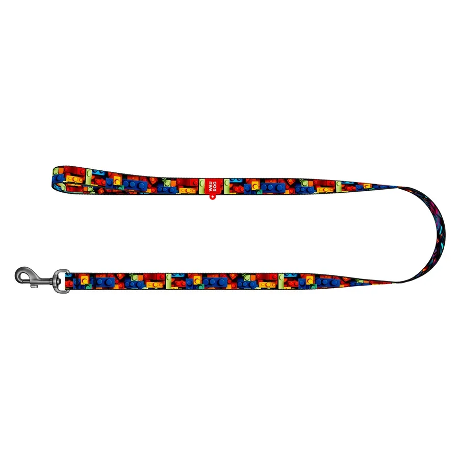 Повідець для собак нейлоновий «Блоки», 20 мм × 300 см, M WAUDOG Nylon Leash Blocks