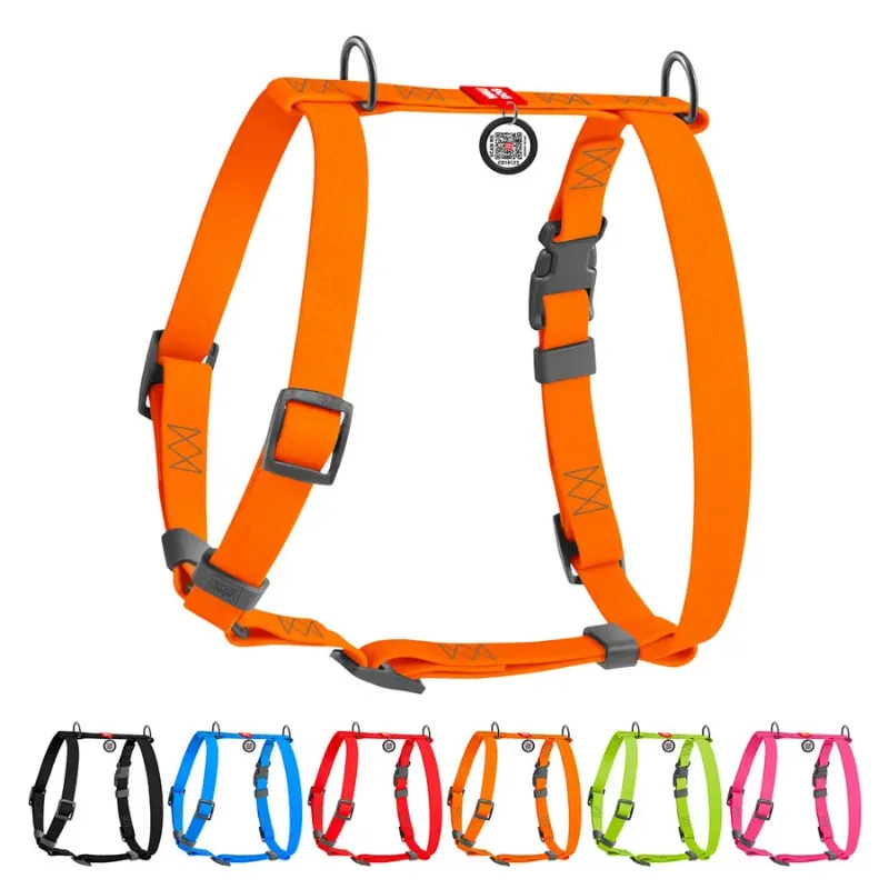 Шлея для собак водостойкая анатомическая Н-образная, S, оранжевый WAUDOG Waterproof Anatomic Harness