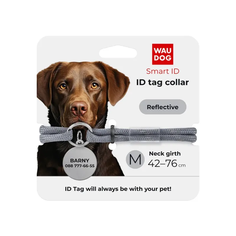 Шнурок из паракорда для адресника, светоотражающий, M, серебряный WAUDOG Smart ID Tag Cord