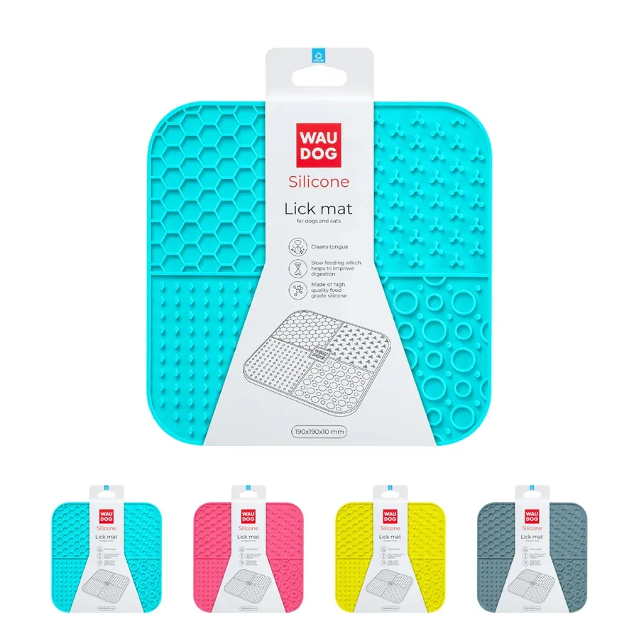 Коврик для слизывания, 190х190х10 мм, голубой WAUDOG Silicone Lick Mat