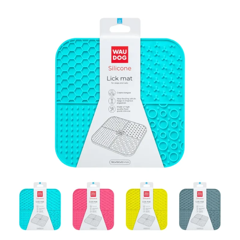 Коврик для слизывания, 190х190х10 мм, голубой WAUDOG Silicone Lick Mat