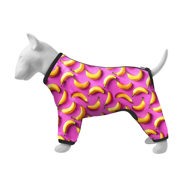 Ветровка для собак «Бананы на розовом», XS25 WAUDOG Clothes Dog Windbreaker Bananas on Pink