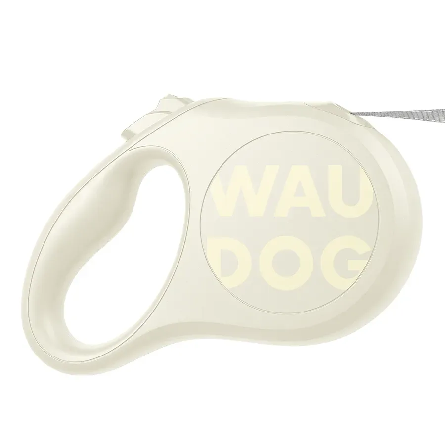 Поводок-рулетка для собак, до 50 кг, 5 м, светоотражающая лента, L, белая WAUDOG R-leash Monochrome White Retractable Leash