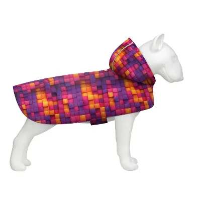 Дощовик-накидка з капюшоном для собак «Куби 3Д», M WAUDOG Clothes Dog Raincoat 3D Cubes