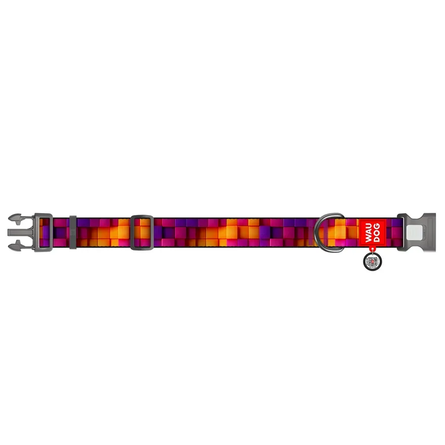 Нашийник для собак нейлоновий «Куби 3Д», XXL WAUDOG Nylon Collar 3D Cubes