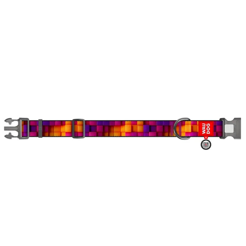 Нашийник для собак нейлоновий «Куби 3Д», XXL WAUDOG Nylon Collar 3D Cubes