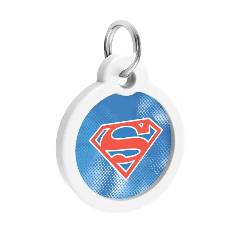 Адресник для собак и котов металлический, круг «Супермен ретро», L WAUDOG Smart ID Tag Superman Retro