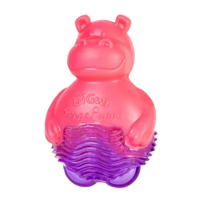Іграшка для собак Бегемотик з пищалкою, рожевий, гума, 9 см GiGwi Suppa Puppa Squeaky Toy