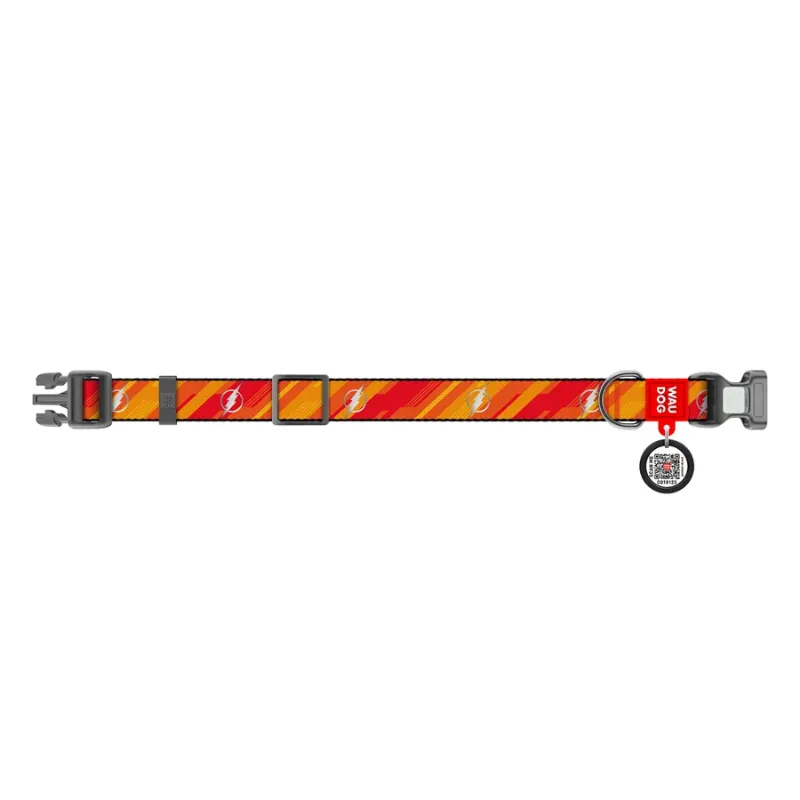 Нашийник для собак нейлоновий, світловідбивний «Флеш лого», L WAUDOG Nylon DC Comics Collar Flash Logo