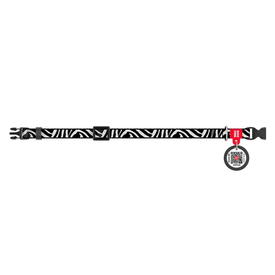 Нашийник для котів та дрібних порід собак нейлоновий «Зебра», XS WAUDOG Nylon Collar Zebra