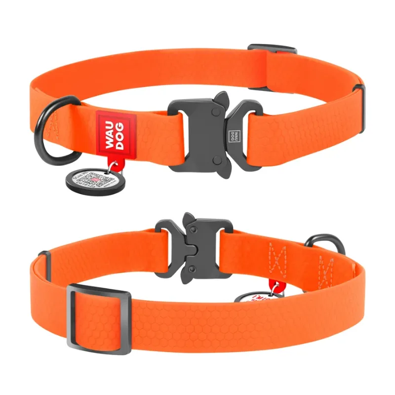Нашийник для собак водостійкий, металева пряжка, XL, помаранчевий WAUDOG Waterproof Collar