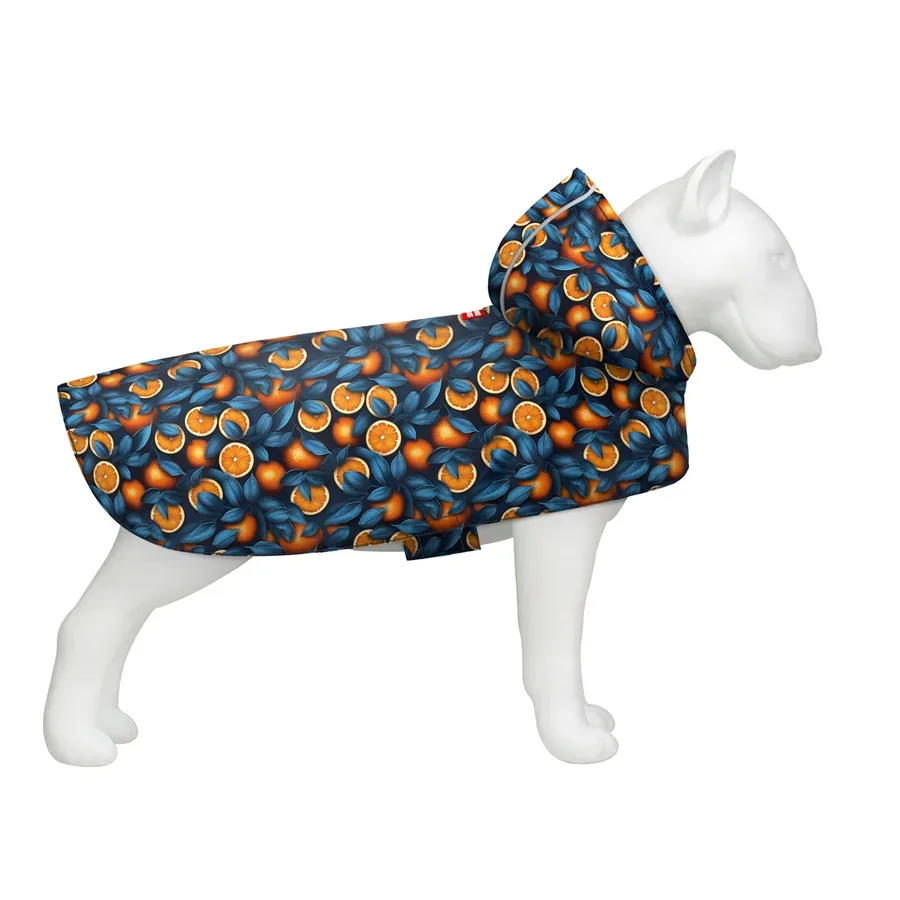 Дождевик-накидка с капюшоном для собак «Апельсины», S WAUDOG Clothes Dog Raincoat Oranges
