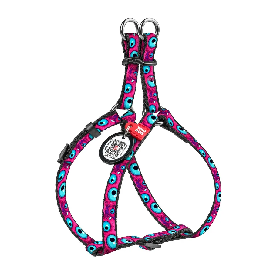 Шлея для котів та дрібних порід собак «Око монстра», XS WAUDOG Nylon Harness Monster Eye