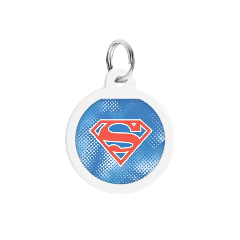 Адресник для собак и котов металлический, круг «Супермен ретро», S WAUDOG Smart ID Tag Superman Retro