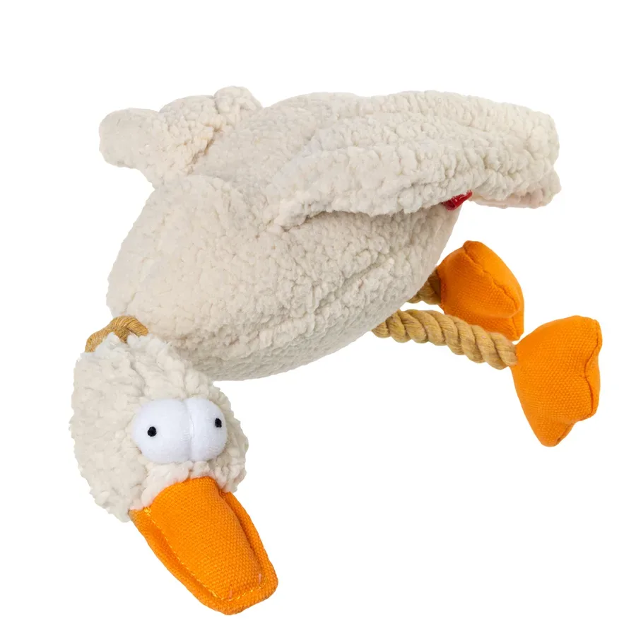 Іграшка для собак Качка з пищалкою, текстиль, мотузка, 36 см GiGwi Catch&fetch Duck Plush Toy