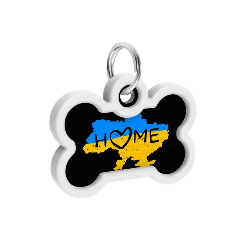 Адресник для собак і котів металевий, кістка «Дім», M WAUDOG Smart ID Tag Home