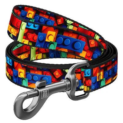 Повідець для собак нейлоновий «Блоки», 20 мм × 200 см, M WAUDOG Nylon Leash Blocks