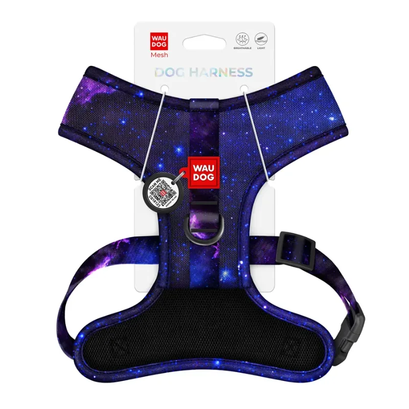 Шлея для собак дышащая «NASA21», M WAUDOG Mesh Soft Harness NASA21