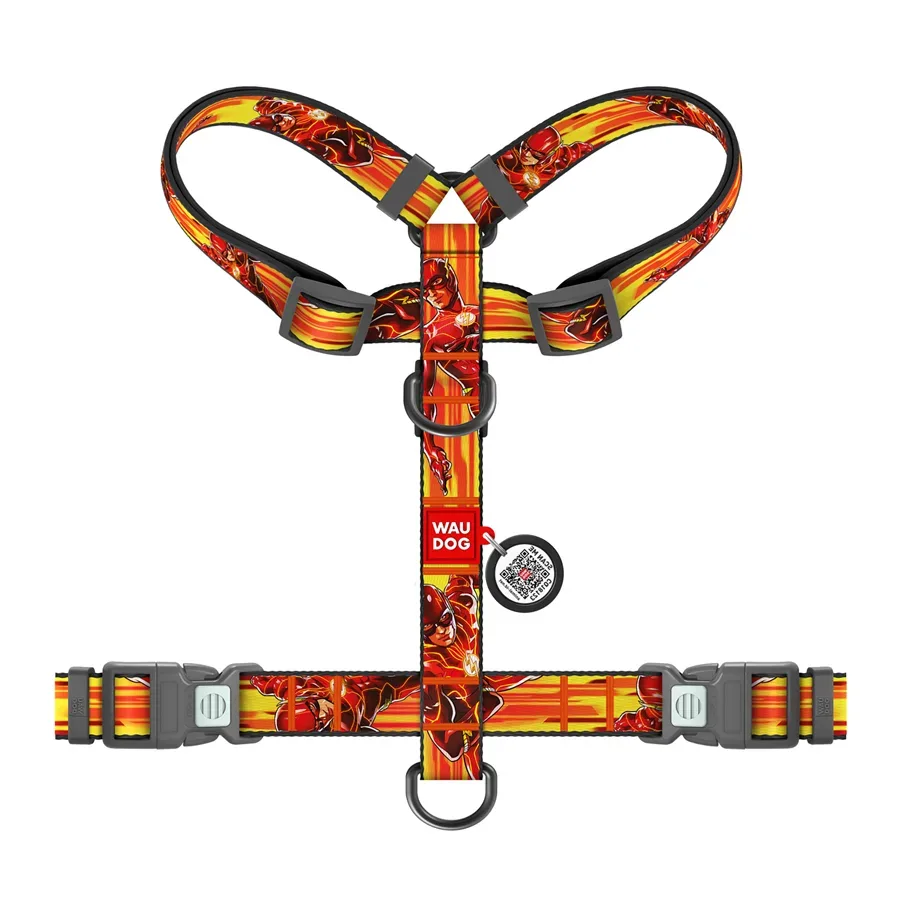 Шлея для собак анатомічна H-подібна «Швидкість Флеша», XL WAUDOG Nylon DC Comics Harness Flash Speed