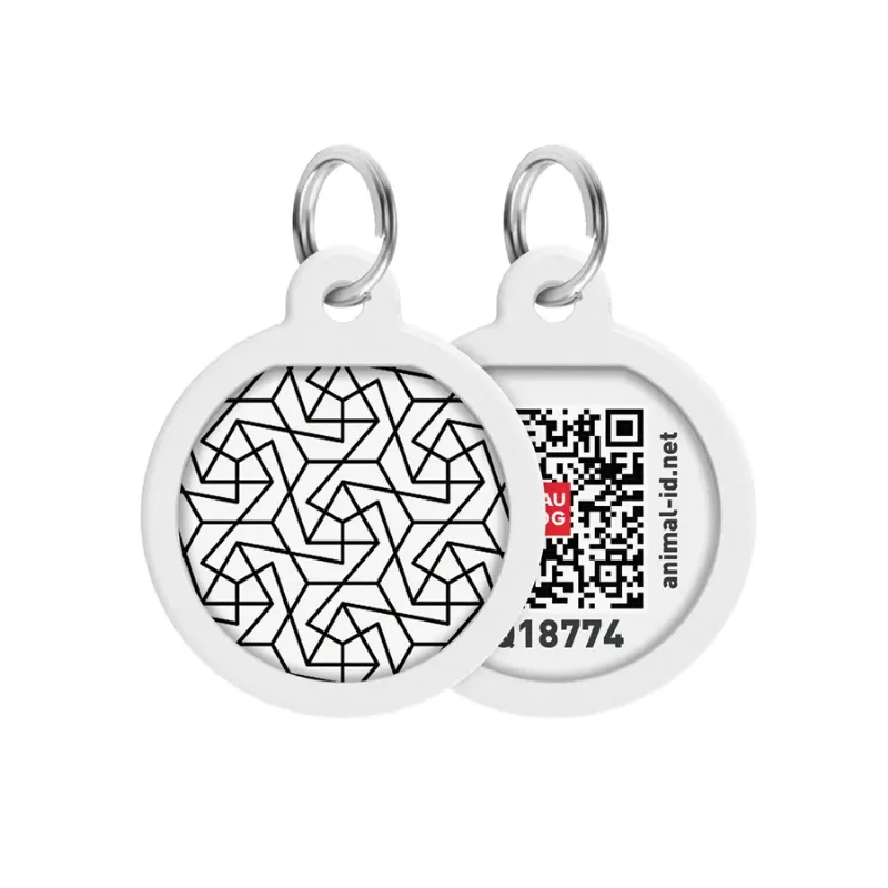Адресник для собак та котів металічний, круг «Геометрія», S WAUDOG Smart ID Tag Geometry