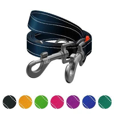 Повідець-перестібка для собак, світловідбивний, M, чорний WAUDOG Nylon Mono Adjustable Leash