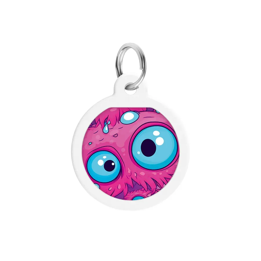 Адресник для собак и котов металлический, круг «Глаз монстра», S WAUDOG Smart ID Tag Monster Eye