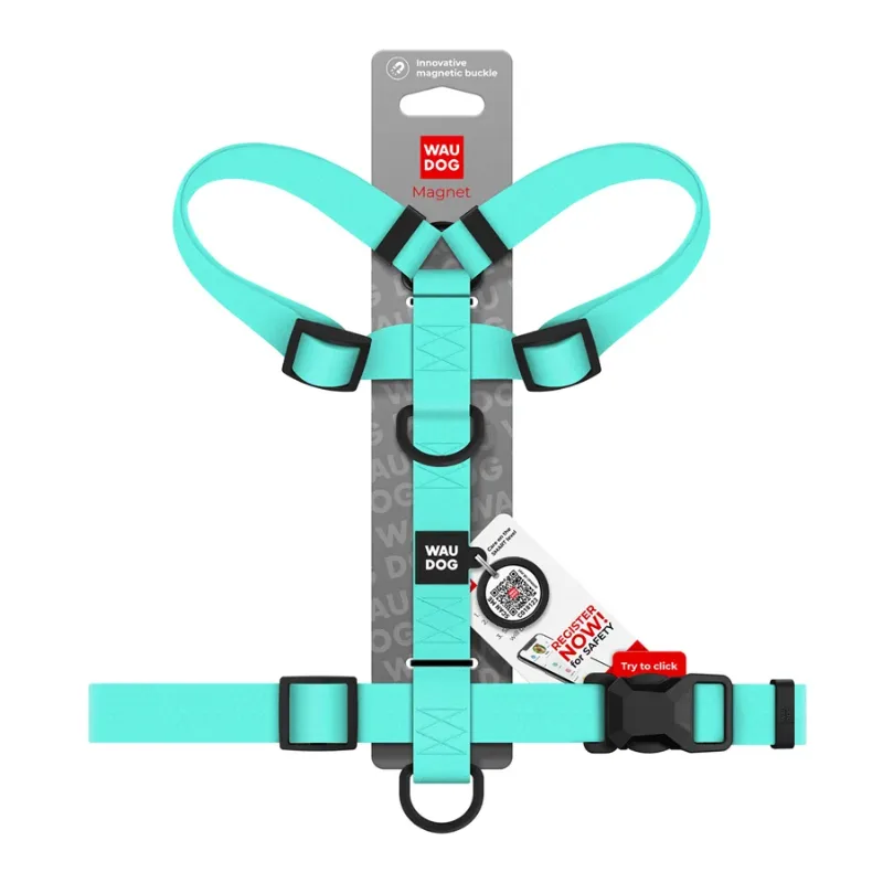 Шлея для собак водостійка анатомічна Н-подібна, L, тіффані WAUDOG Magnet Harness