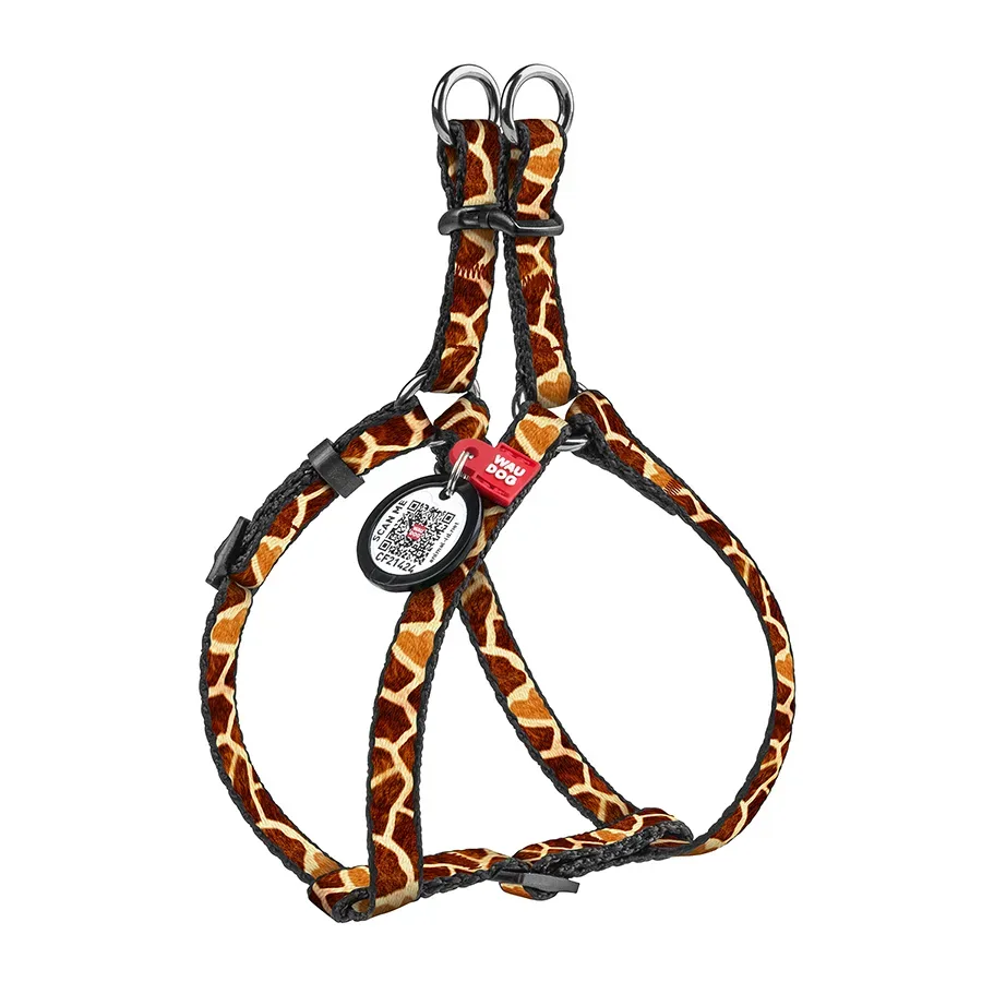 Шлея для котів та дрібних порід собак «Жираф», XS WAUDOG Nylon Harness Giraffe