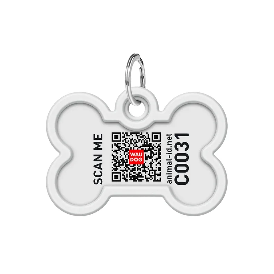 Адресник для собак і котів металевий, кістка «Прапор», M WAUDOG Smart ID Tag Flag