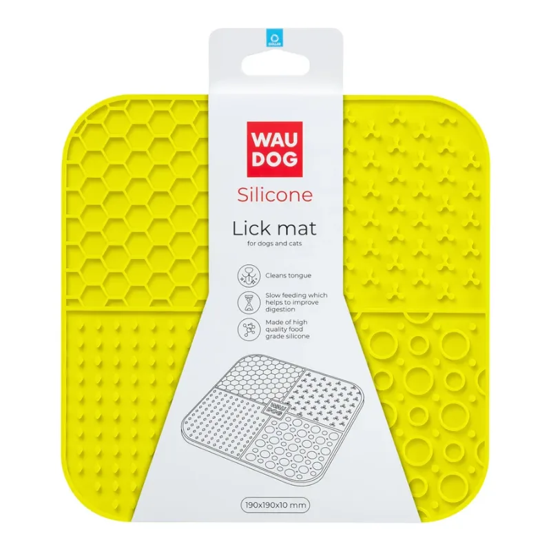 Коврик для слизывания, 190х190х10 мм, желтый WAUDOG Silicone Lick Mat