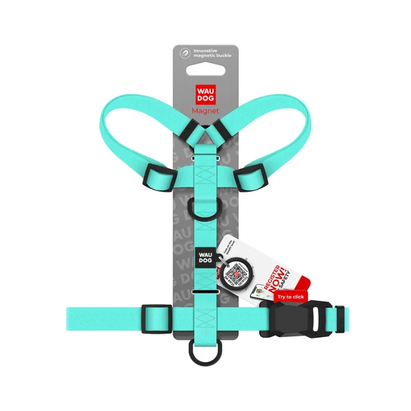 Шлея для собак водостійка анатомічна Н-подібна, S, тіффані WAUDOG Magnet Harness