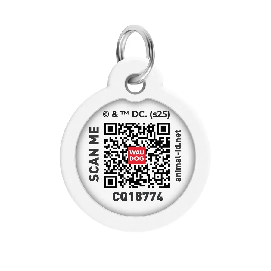 Адресник для собак и котов металлический, круг «Супермен ретро», L WAUDOG Smart ID Tag Superman Retro