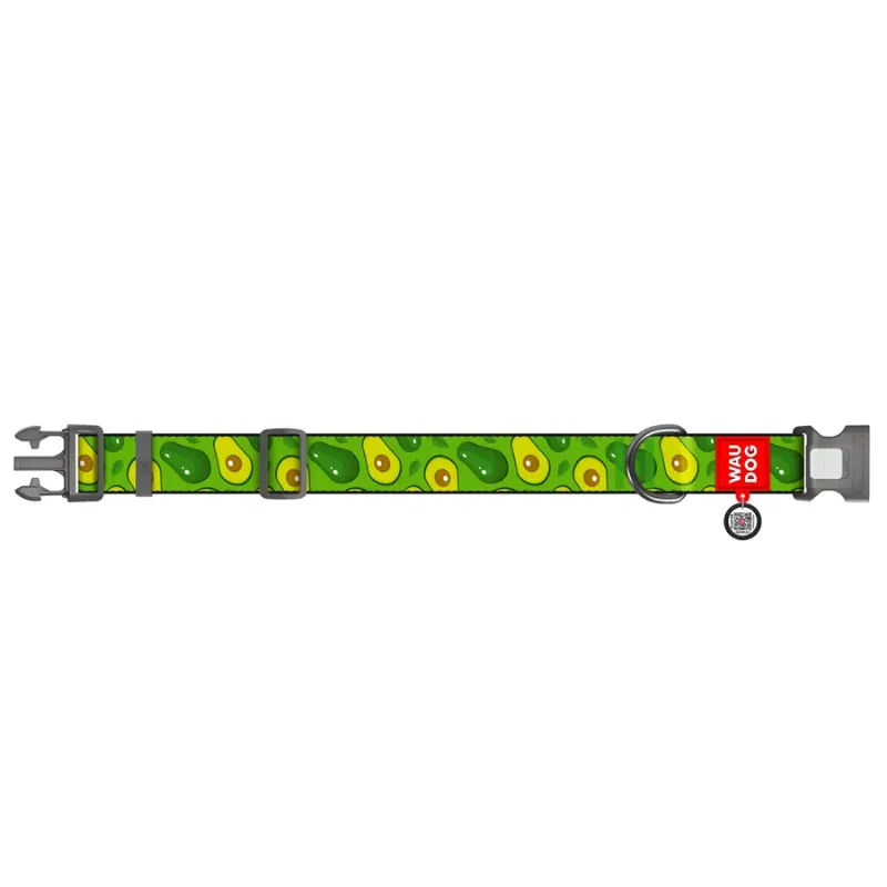 Ошейник для собак нейлоновый «Авокадо», пластиковая пряжка, XXL WAUDOG Nylon Collar Avocado