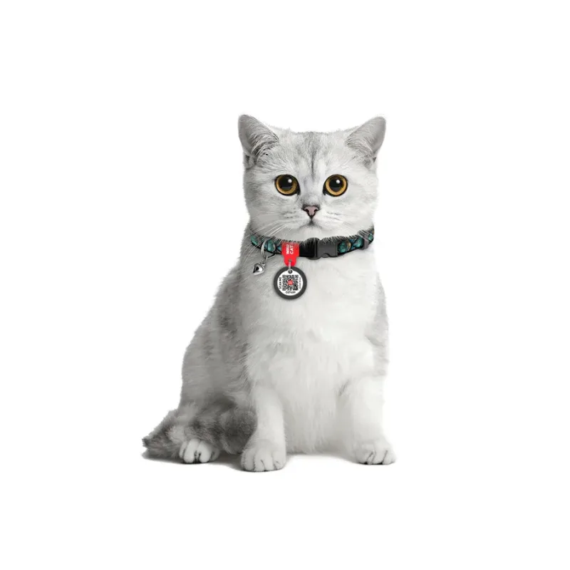 Ошейник для котов нейлоновый c QR адресником «Чешуя», XS WAUCAT Nylon Collar Scales