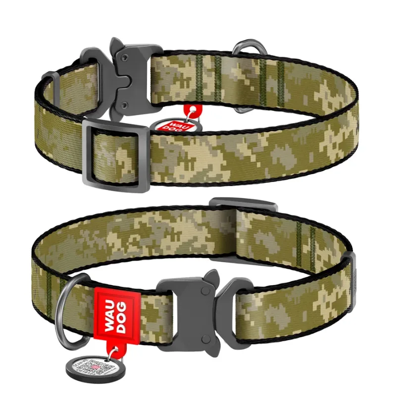 Ошейник для собак нейлоновый «Милитари», металлическая пряжка, M WAUDOG Nylon Collar Military
