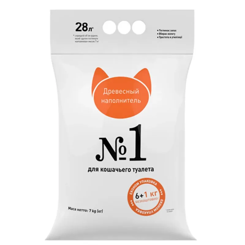 Деревний наповнювач, 6+1кг SuperCat No.1 Cat Litter