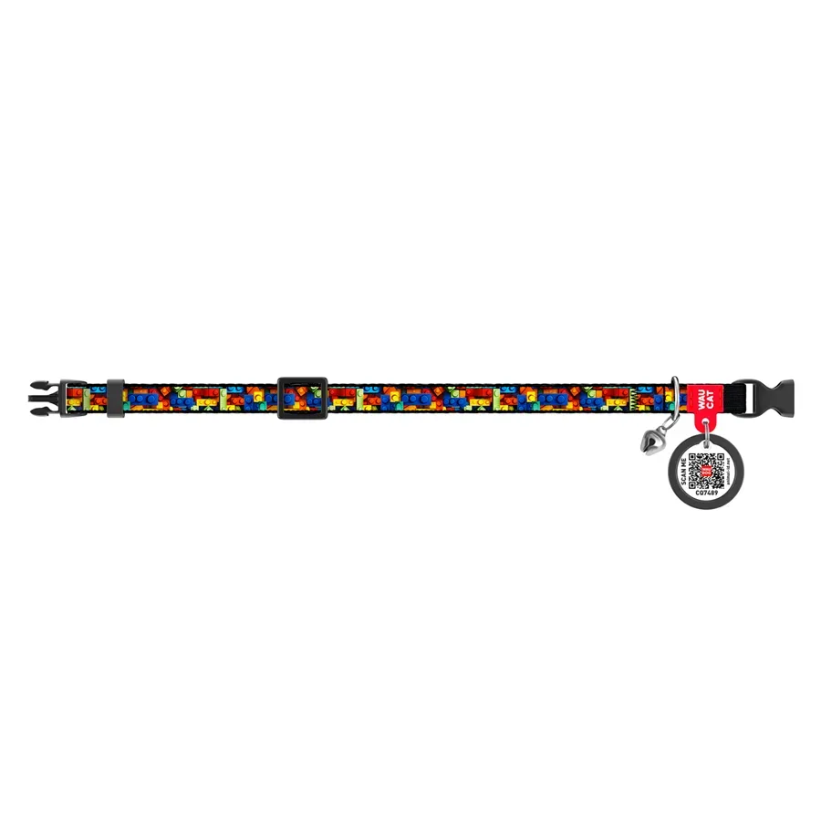 Нашийник для котів нейлоновий «Блоки», XS WAUCAT Nylon Collar Blocks