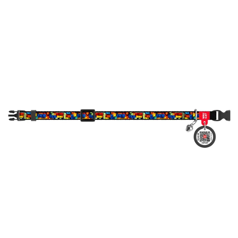 Нашийник для котів нейлоновий «Блоки», XS WAUCAT Nylon Collar Blocks