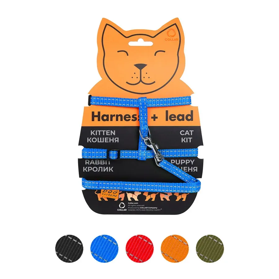 Шлея з нейлону для котів з повідцем, XS, блакитний Dog Extreme Harness with Leash
