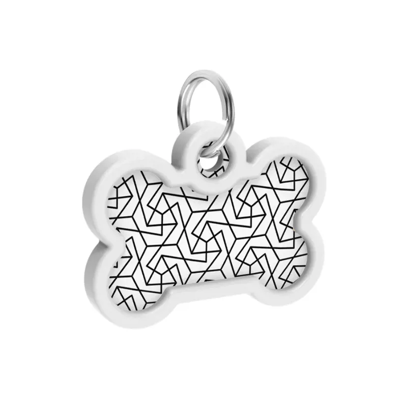 Адресник для собак і котів металевий, кістка «Геометрія», M WAUDOG Smart ID Tag Geometry