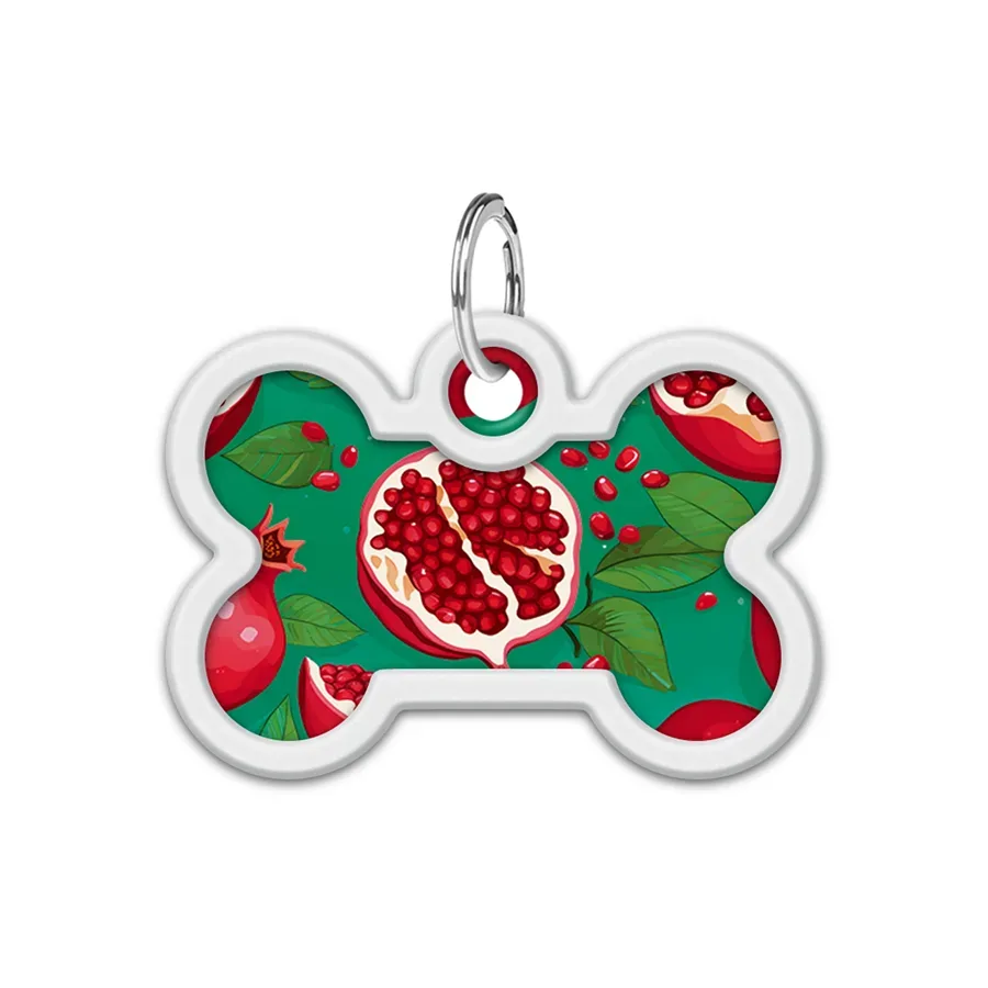 Адресник для собак і котів металевий, кістка «Гранати», M WAUDOG Smart ID Tag Pomegranates