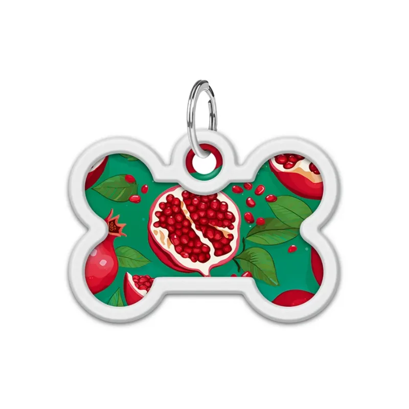 Адресник для собак і котів металевий, кістка «Гранати», M WAUDOG Smart ID Tag Pomegranates
