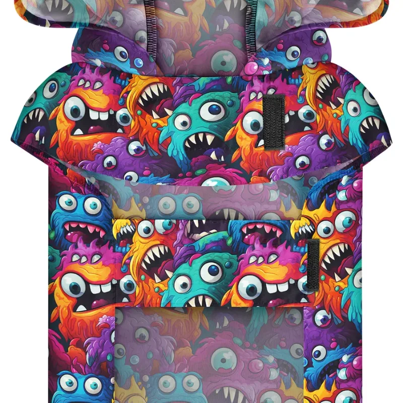 Дощовик-накидка з капюшоном для собак «Зубасті монстри», M WAUDOG Clothes Dog Raincoat Toothy Monsters