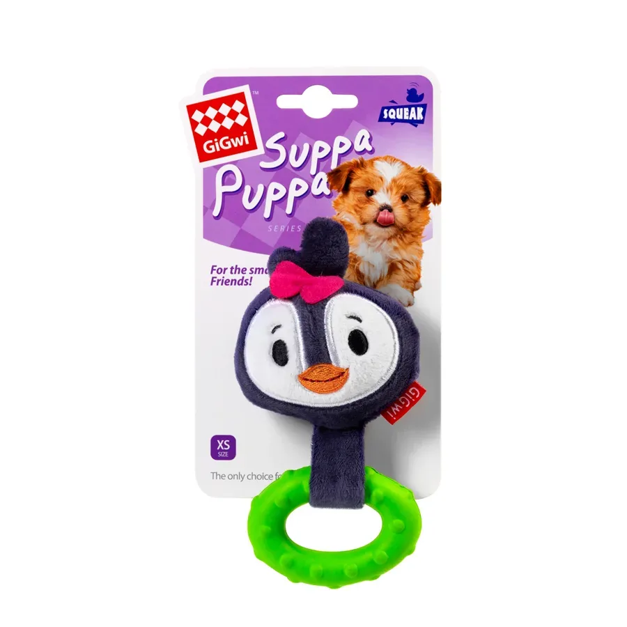 Игрушка для собак Пингвин с пищалкой, текстиль, резина, 15 см GiGwi Suppa Puppa Penguin Squeaky Toy