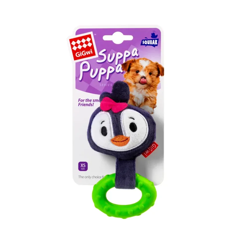 Игрушка для собак Пингвин с пищалкой, текстиль, резина, 15 см GiGwi Suppa Puppa Penguin Squeaky Toy