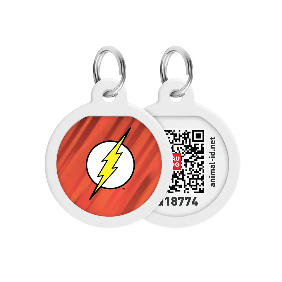 Адресник для собак и котов металлический, круг «Флеш лого», S WAUDOG Smart ID Tag Flash Logo