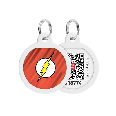 Адресник для собак і котів металевий, коло «Флеш лого», S WAUDOG Smart ID Tag Flash Logo